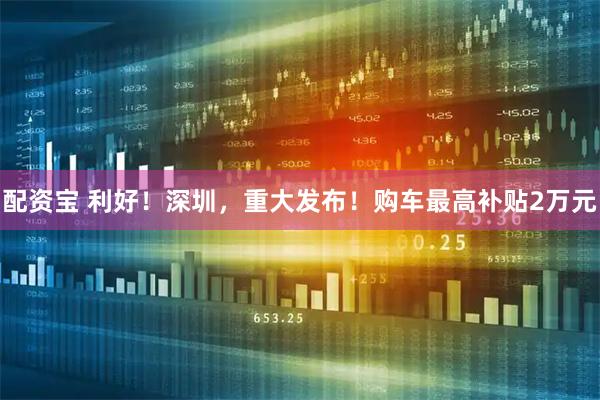配资宝 利好！深圳，重大发布！购车最高补贴2万元
